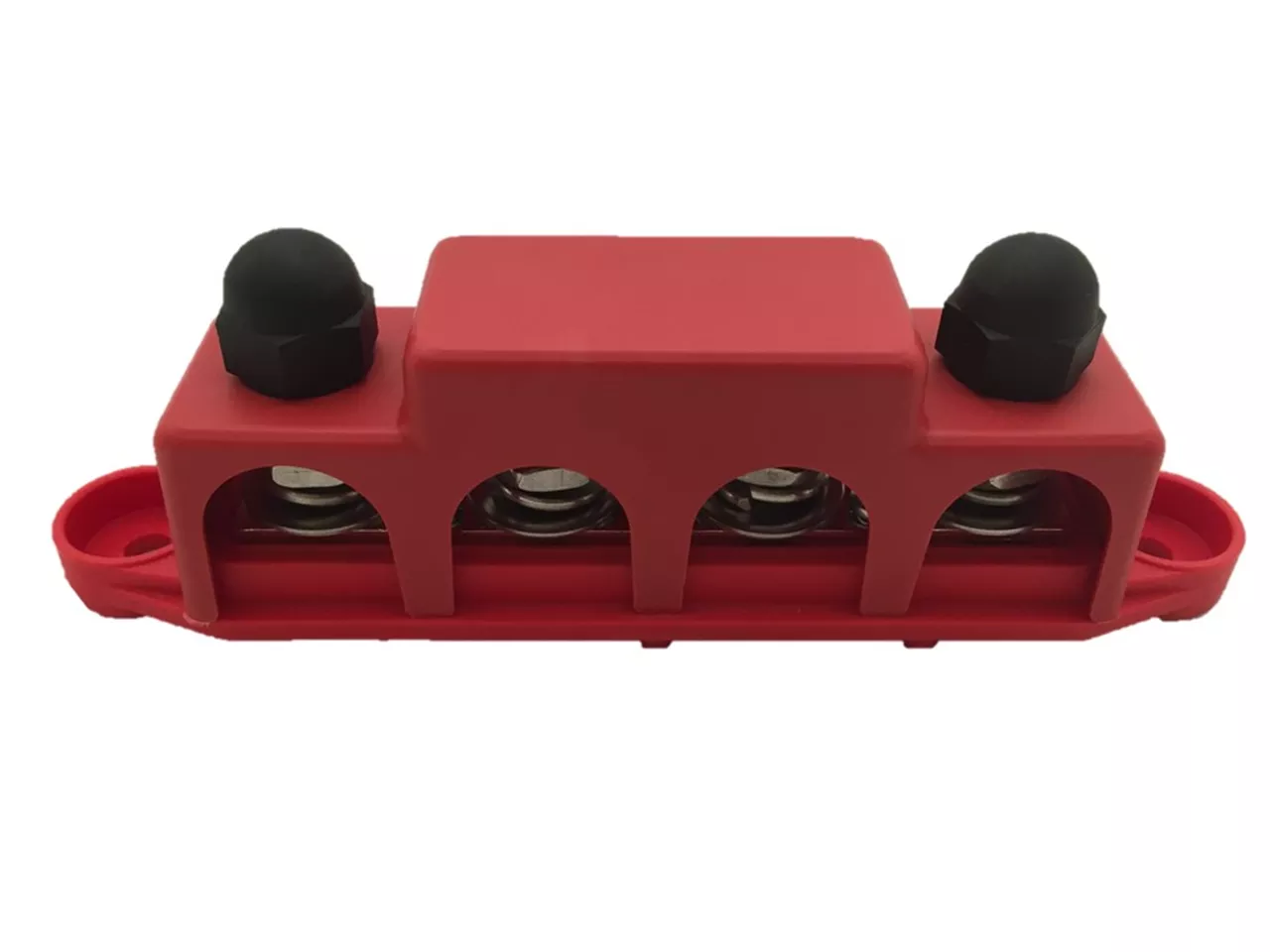 Verdeelstrip met afdekkap zwart M8 4 voudig VPE 1ST