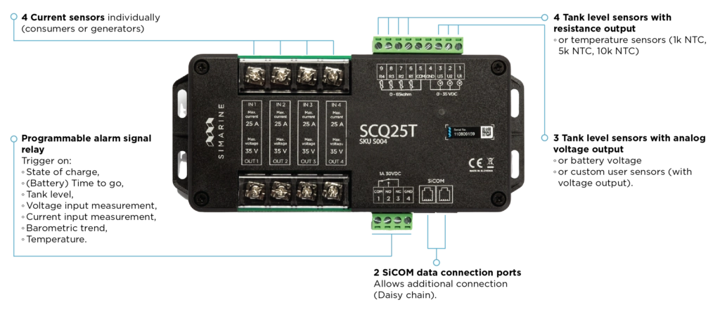 S003 SCQ25 QUADRO SHUNT 4x25A| Inputs: 4x Current 25A, 1x Relay Output 1A